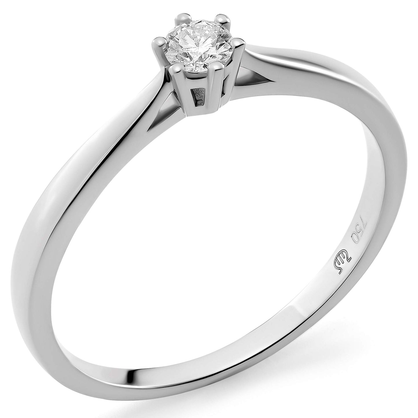 Orphelia RD-3919/RD-3920 Women's Solitaire Engagement Ring 18 Carat (750) Gold with Round Diamond 6 Handles