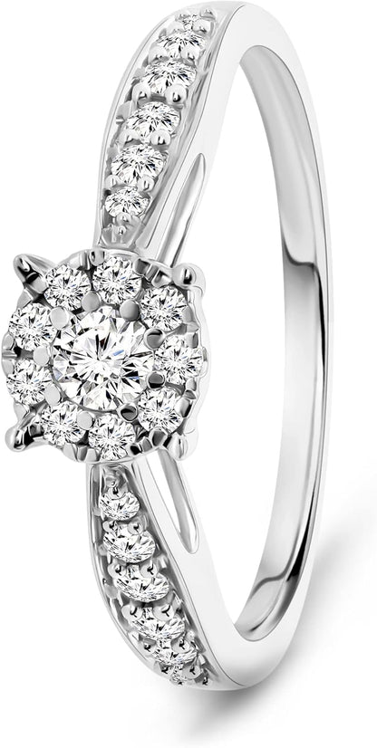 Miore Women's 0.30 Carat Diamond Engagement Ring in White Gold 9 Carat / 375 Gold, Jewellery with Diamonds