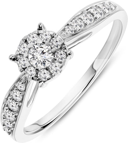 Miore Women's 0.30 Carat Diamond Engagement Ring in White Gold 9 Carat / 375 Gold, Jewellery with Diamonds
