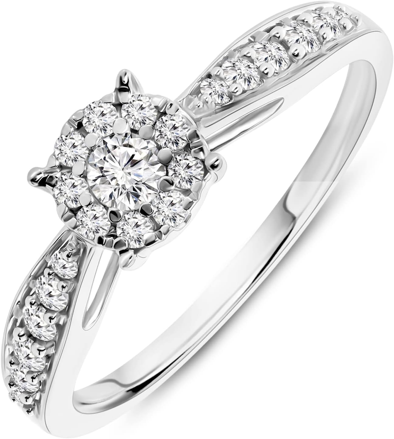 Miore Women's 0.30 Carat Diamond Engagement Ring in White Gold 9 Carat / 375 Gold, Jewellery with Diamonds