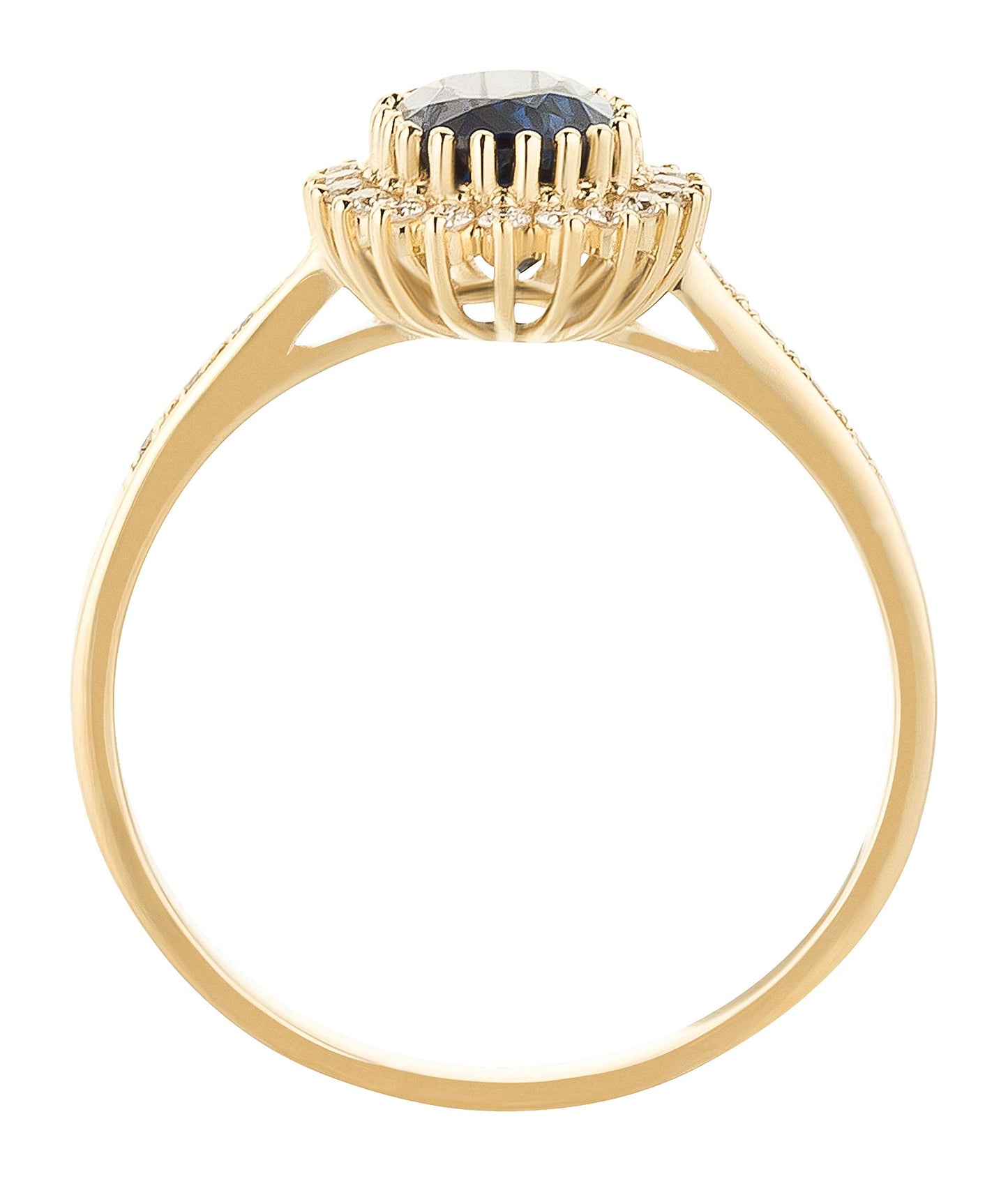 Women's Ring 375 Gold with Diamonds and Sapphire