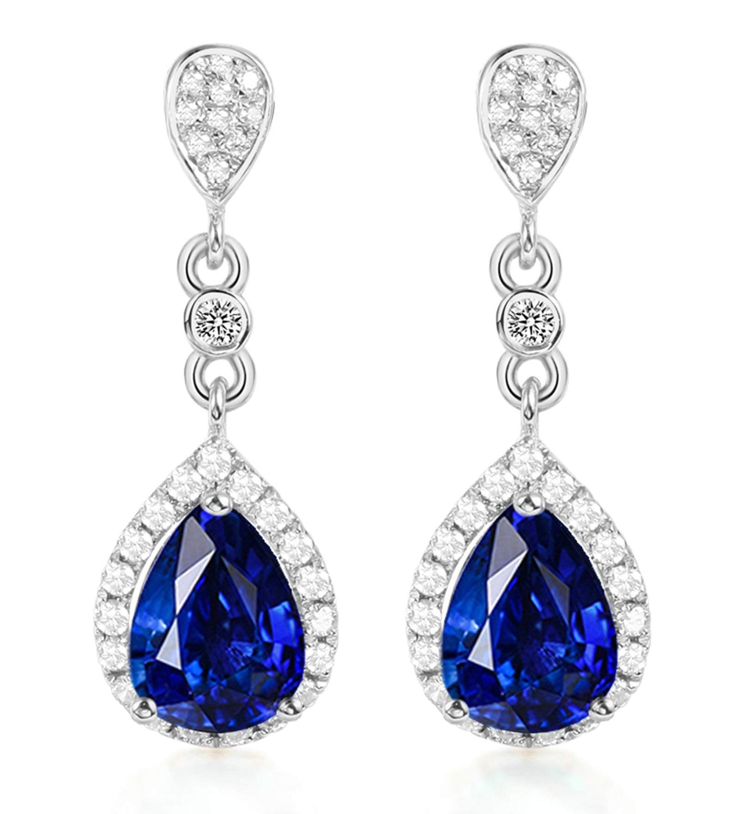 ANAZOZ Genuine Jewellery 18 Carat 750 Gold Women's Earrings Sapphire Water Drop Earrings Jewellery