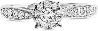 Miore Women's 0.30 Carat Diamond Engagement Ring in White Gold 9 Carat / 375 Gold, Jewellery with Diamonds