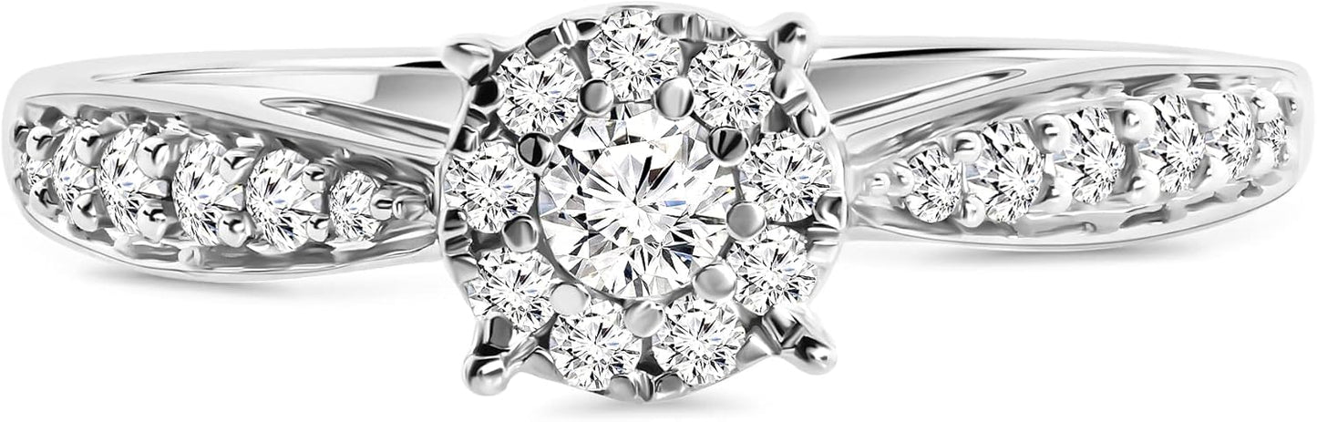 Miore Women's 0.30 Carat Diamond Engagement Ring in White Gold 9 Carat / 375 Gold, Jewellery with Diamonds