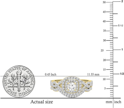 Dazzlingrock Collection 1.00 Carat 18K Gold Round Lab Grown White Diamond 1 Carat Women's Engagement Ring Set