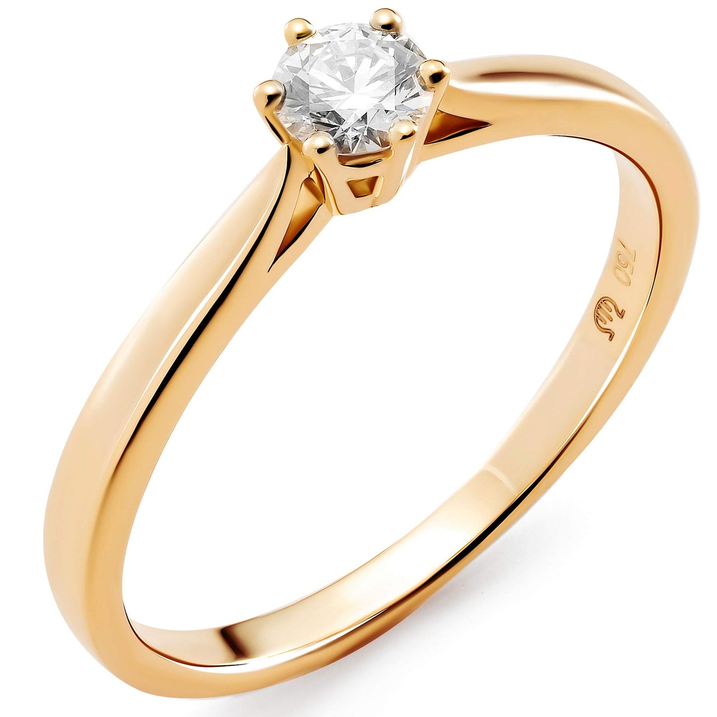 Orphelia RD-3919/RD-3920 Women's Solitaire Engagement Ring 18 Carat (750) Gold with Round Diamond 6 Handles