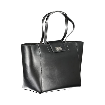 Schwarze Polyester Handtasche
