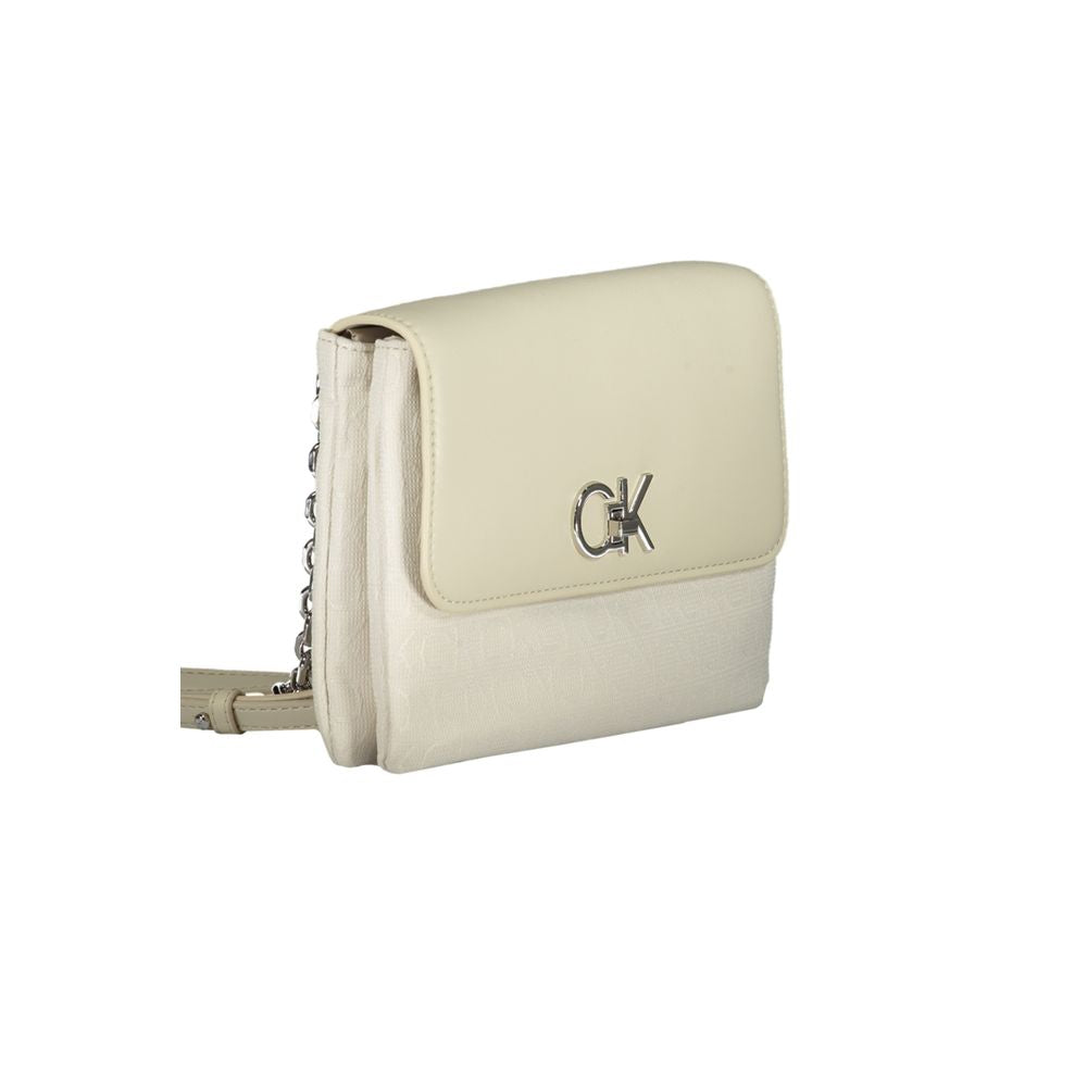 Calvin Klein Beige Polyester Handtasche - Eleganz trifft Funktionalität