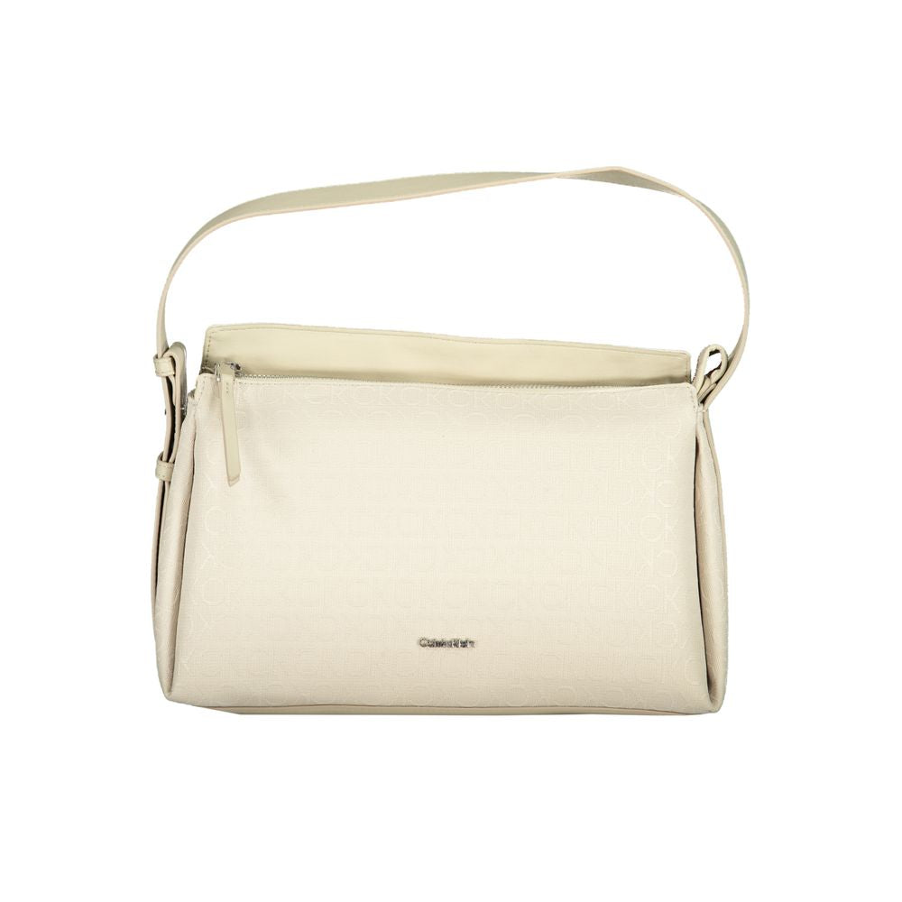 Calvin Klein Beige Handtasche aus Recycling-Polyester mit verstellbarem Schultergriff