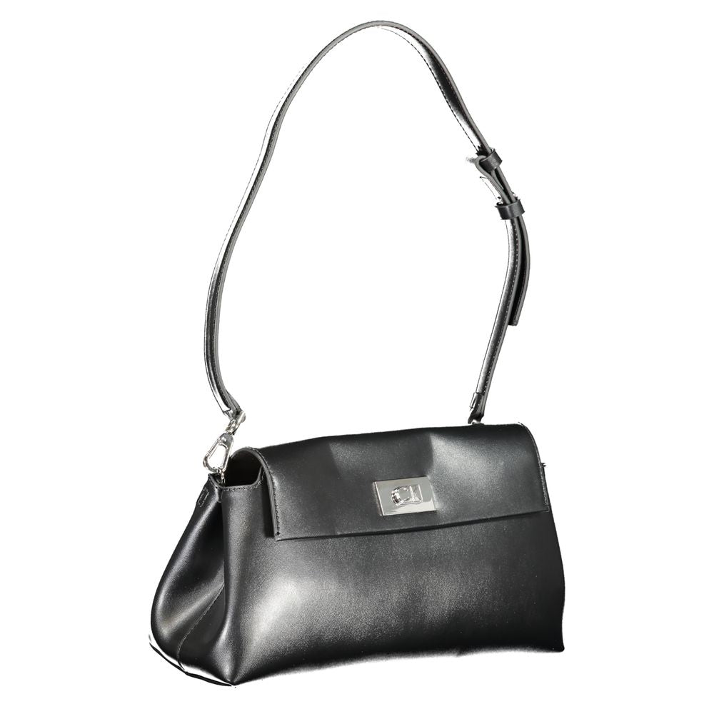 Calvin Klein Schwarze Polyester Handtasche – Elegante Designer-Umhängetasche für Damen