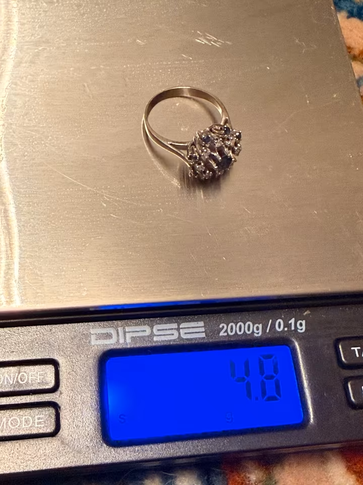 14K Weißgold Ring mit echten Saphiren – ca. Gr. 56 – 4,8 g