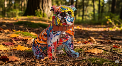 Street-Art Mops Figur 23 cm – Bunte Graffiti Deko aus Kunstharz