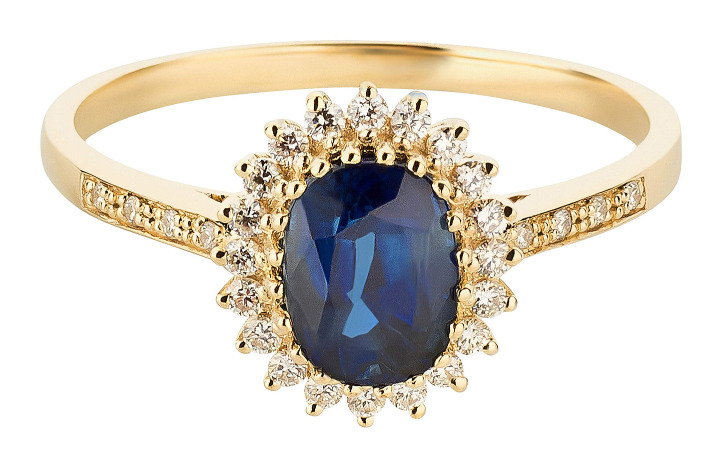 Women's Ring 375 Gold with Diamonds and Sapphire