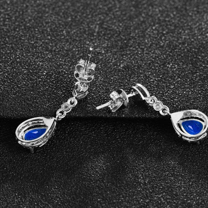 ANAZOZ Genuine Jewellery 18 Carat 750 Gold Women's Earrings Sapphire Water Drop Earrings Jewellery