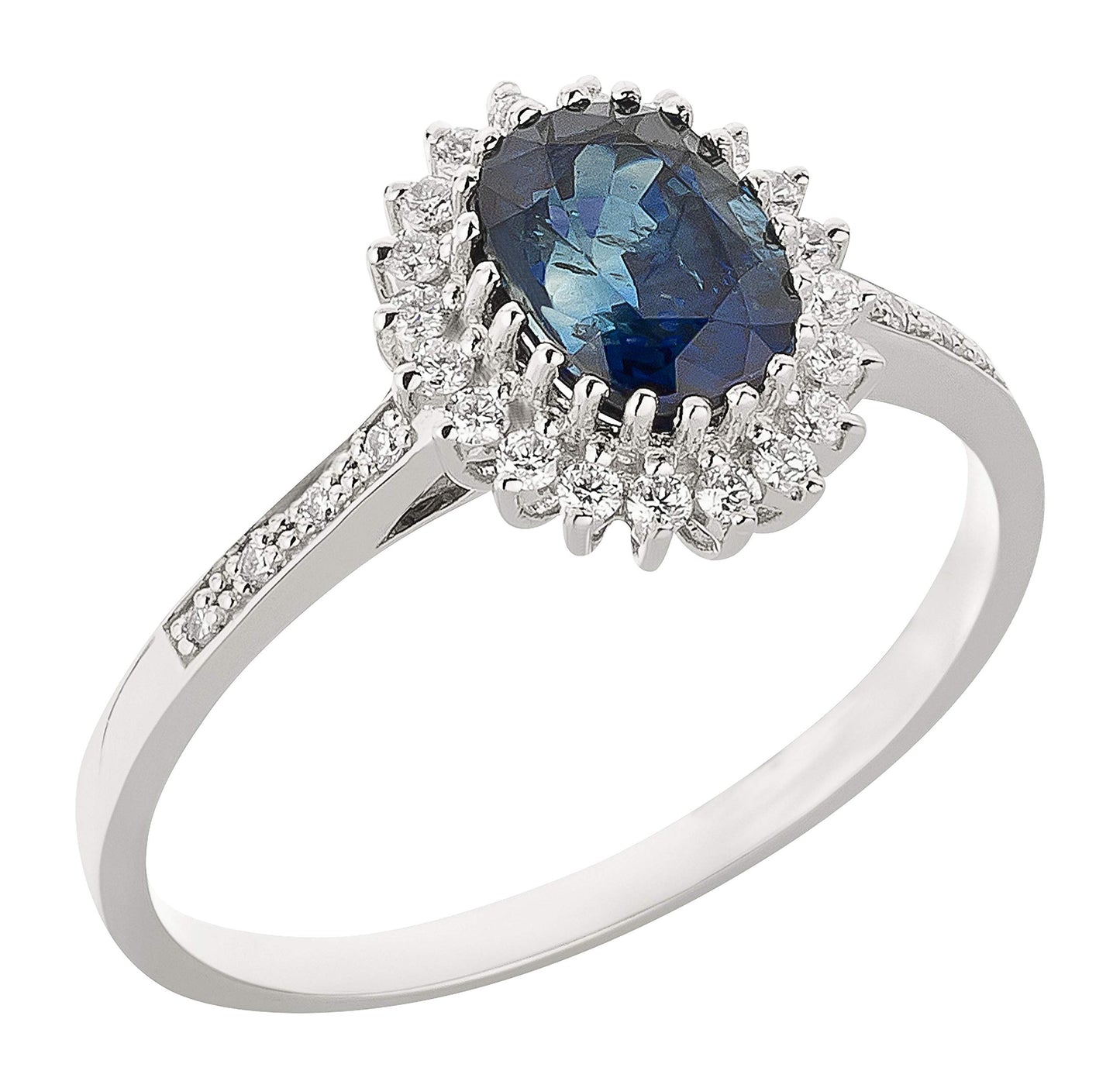 Women's Ring 375 Gold with Diamonds and Sapphire
