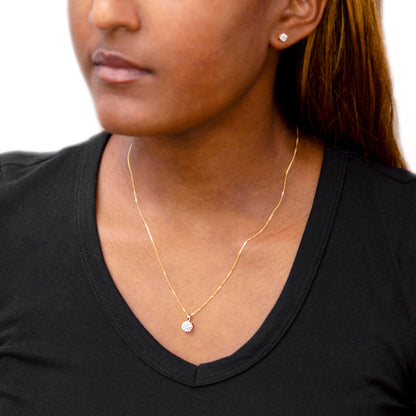 Amazon Essentials Lab-Made Yellow and White Gold Diamond Pendant Necklace (formerly Amazon Collection)