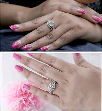 Dazzlingrock Collection 1.00 Carat 18K Gold Round Lab Grown White Diamond 1 Carat Women's Engagement Ring Set