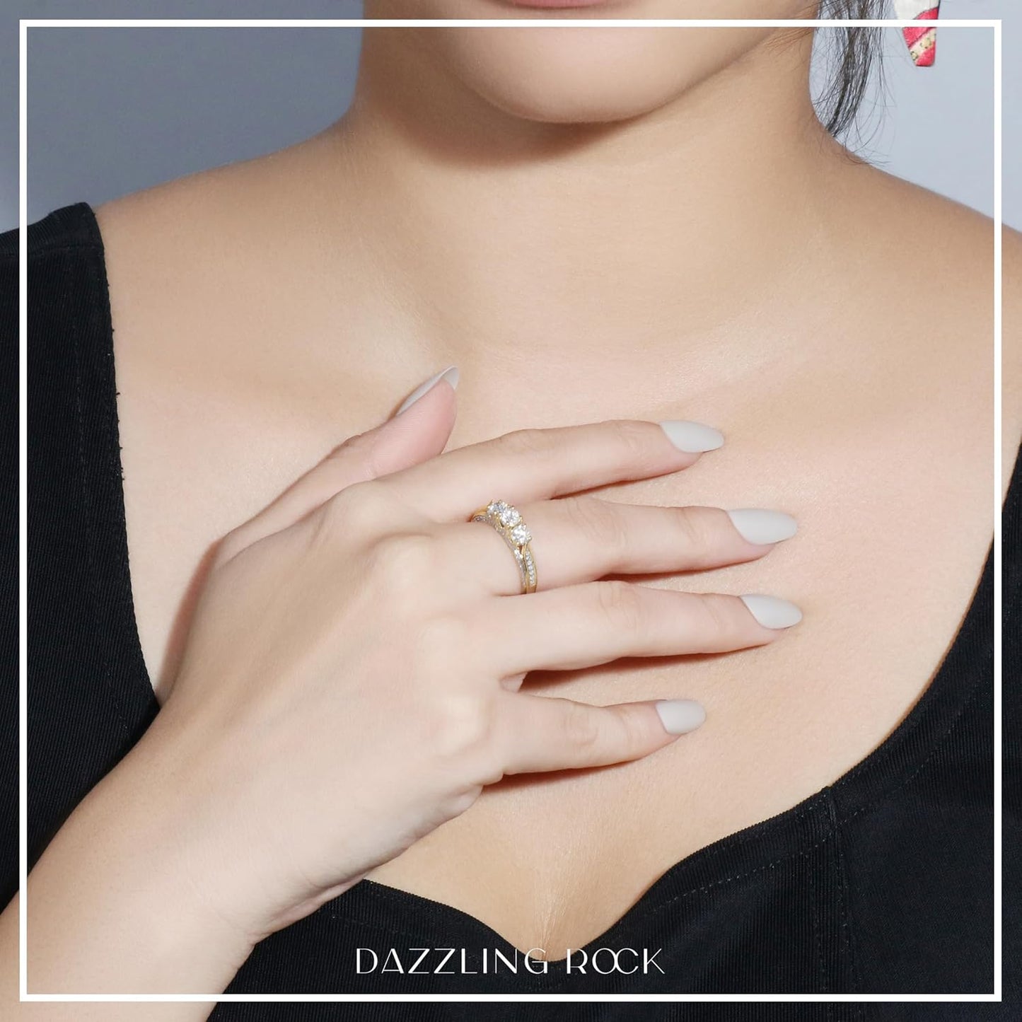 14 K 1.00 Carat (CTW) Round Vintage Bridal Jewellery 3 Stone Diamond Engagement Ring 1 Carat