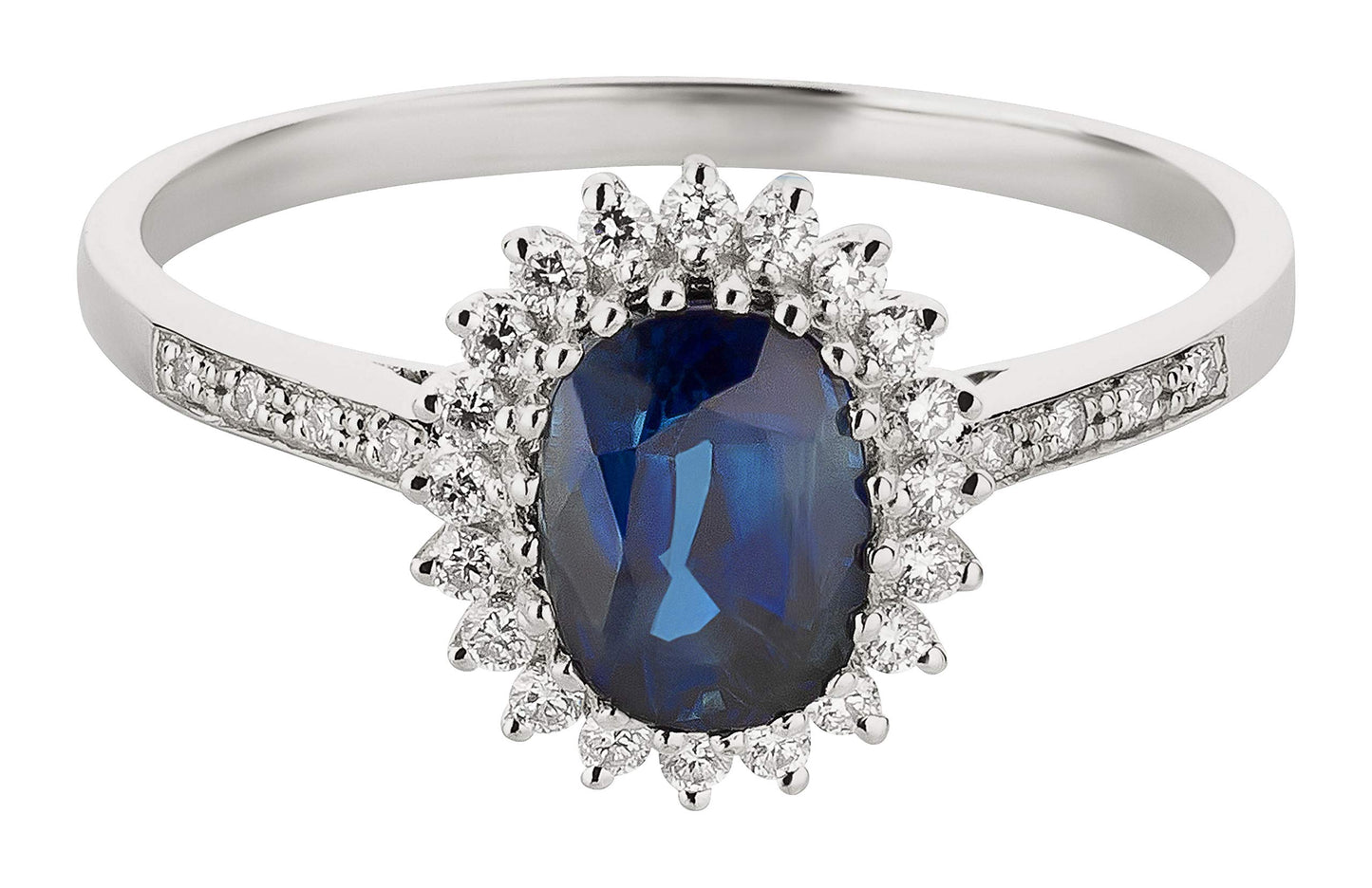 Women's Ring 375 Gold with Diamonds and Sapphire