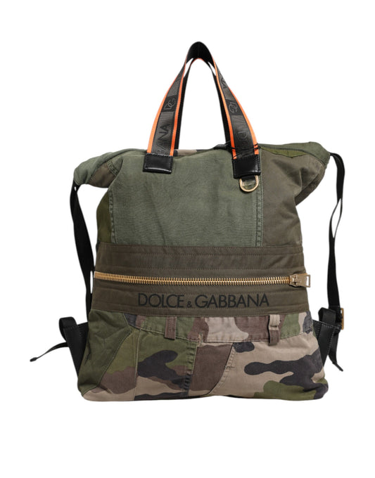 Dolce & Gabbana Militär Grün Patchwork Rucksack – Luxuriöse Designer Tasche