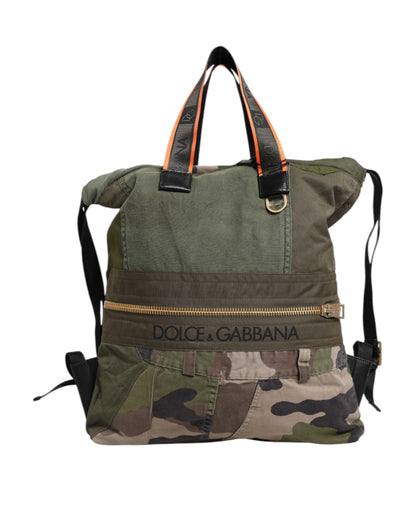 Dolce & Gabbana Militär Grün Patchwork Rucksack – Luxuriöse Designer Tasche