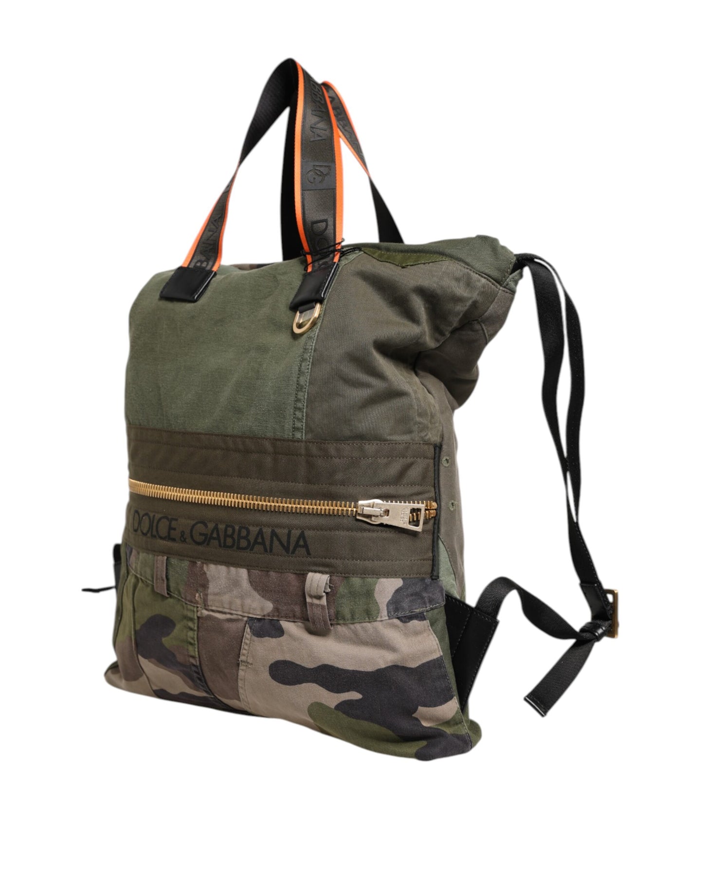 Dolce & Gabbana Militär Grün Patchwork Rucksack – Luxuriöse Designer Tasche