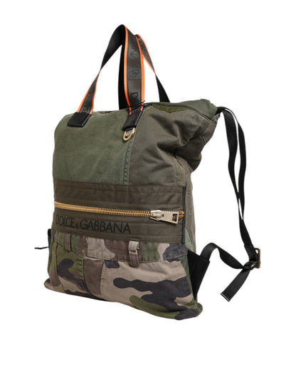 Dolce & Gabbana Militär Grün Patchwork Rucksack – Luxuriöse Designer Tasche