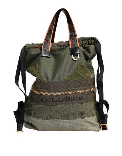 Dolce & Gabbana Militär Grün Patchwork Rucksack Tasche – Exklusives Design