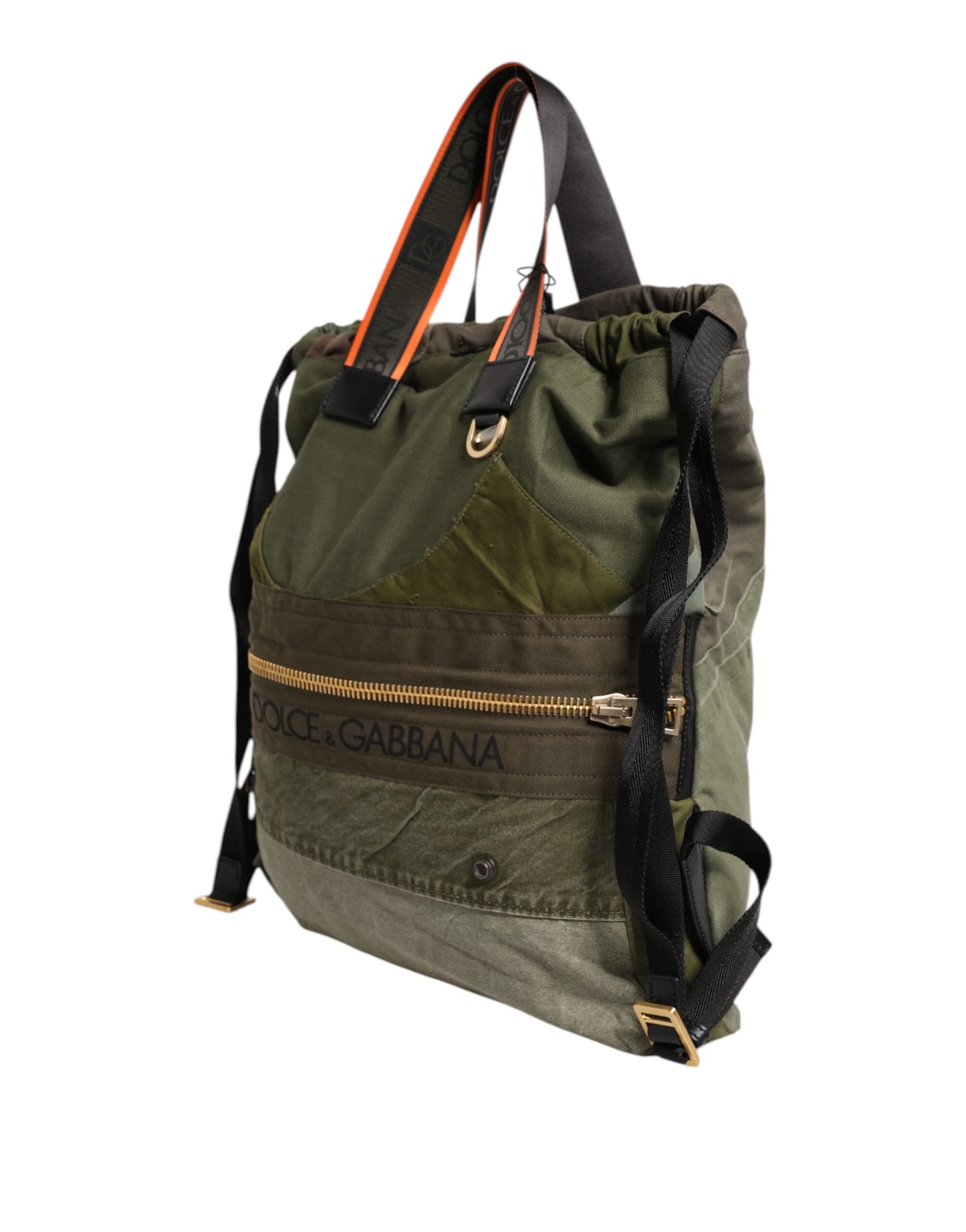 Dolce & Gabbana Militär Grün Patchwork Rucksack Tasche – Exklusives Design