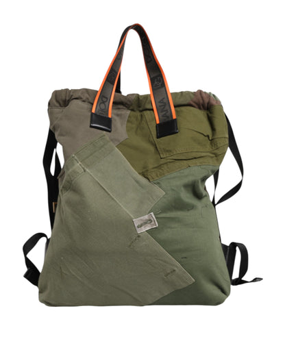 Dolce & Gabbana Militär Grün Patchwork Rucksack Tasche – Exklusives Design