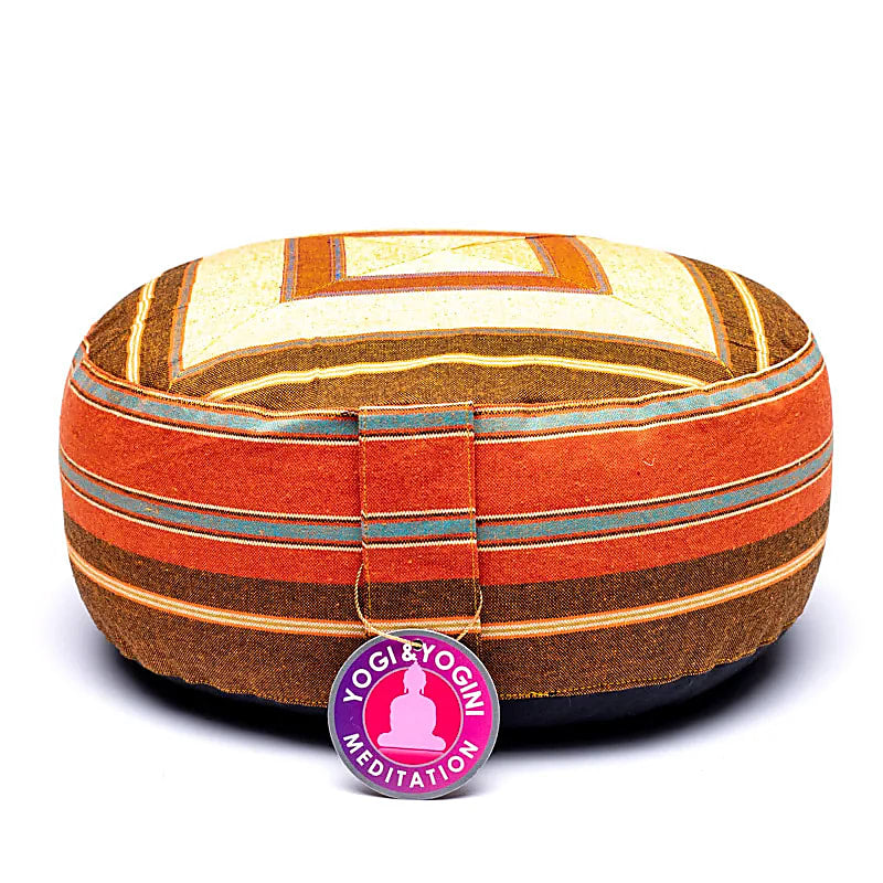 Meditationskissen creme/orange gemustert -- 33x17 cm