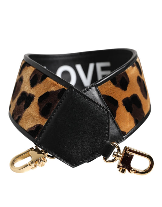 Dolce & Gabbana Schwarzer Leopardenprint Reversible Schulterriemen für Damen