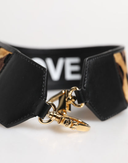 Dolce & Gabbana Schwarzer Leopardenprint Reversible Schulterriemen für Damen