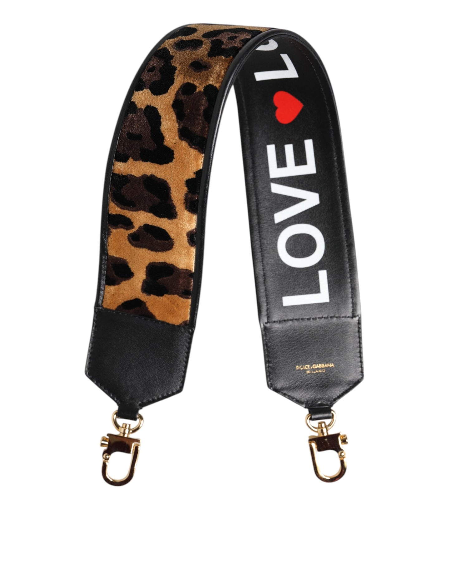 Dolce & Gabbana Schwarzer Leopardenprint Reversible Schulterriemen für Damen
