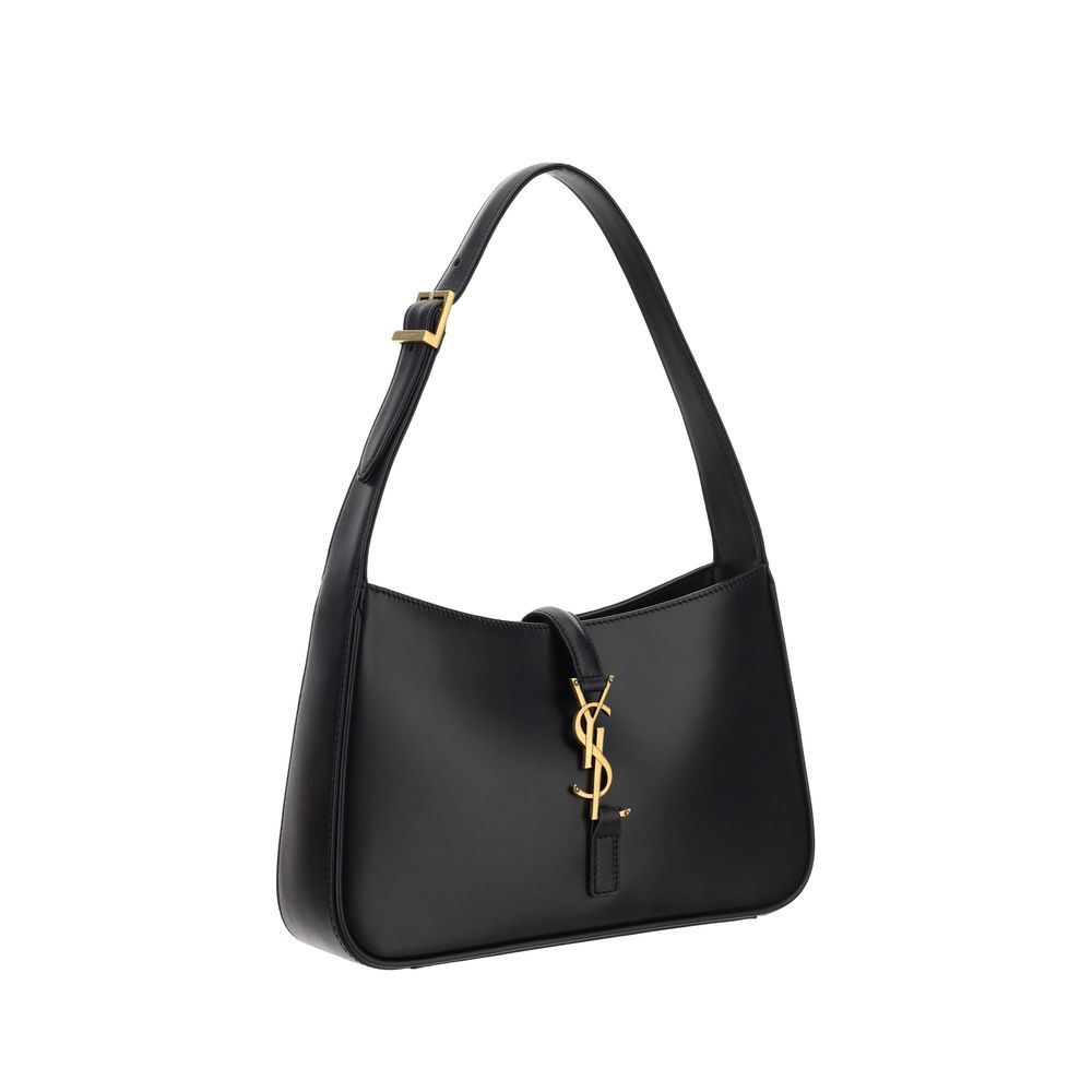 Saint Laurent Schwarze Kalbshaut Bos Taurus Schultertasche – Eleganz in Leder