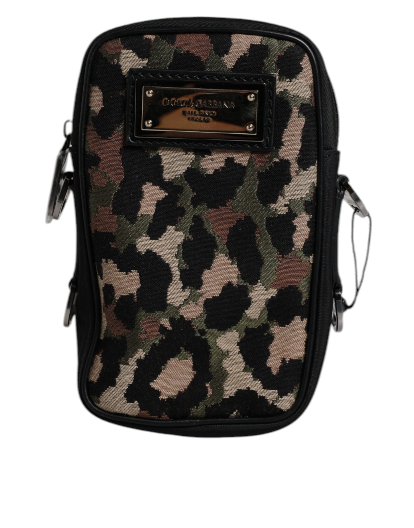 Dolce & Gabbana Multicolor Leopard Jacquard Clutch mit Logo-Plakette