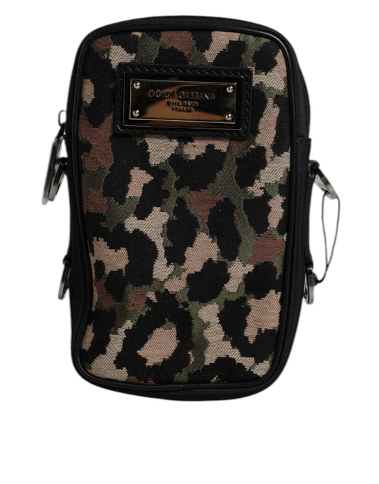 Dolce & Gabbana Multicolor Leopard Jacquard Clutch mit Logo-Plakette