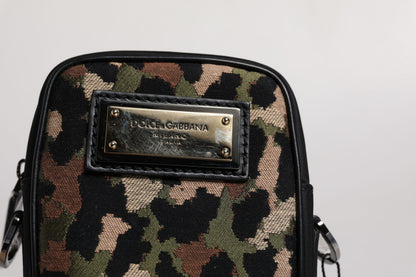 Dolce & Gabbana Multicolor Leopard Jacquard Clutch mit Logo-Plakette