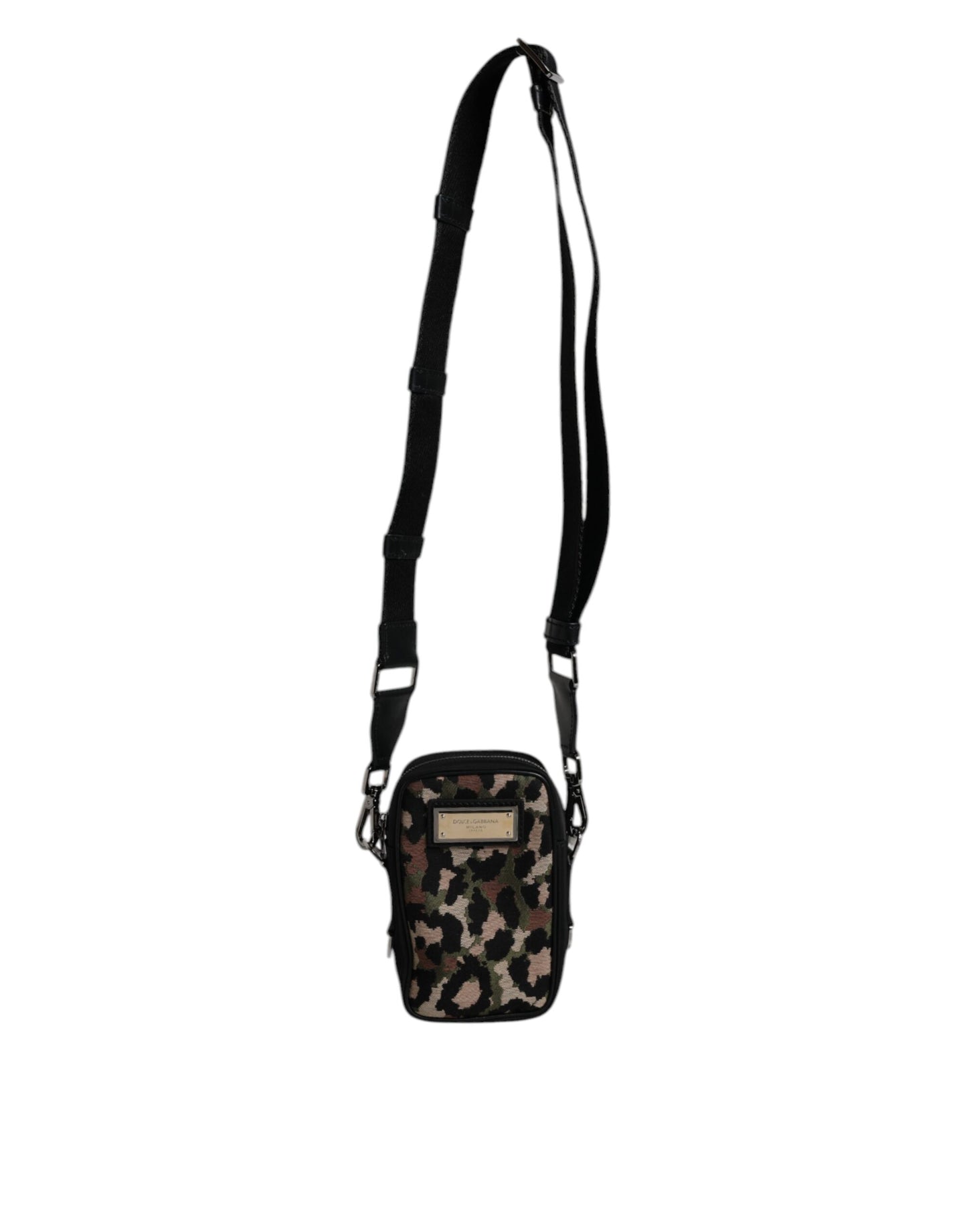 Dolce & Gabbana Multicolor Leopard Jacquard Clutch mit Logo-Plakette