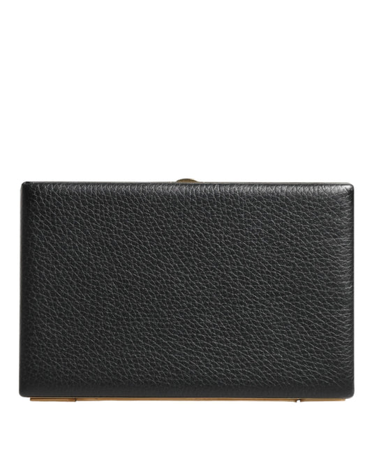 Dolce & Gabbana Schwarz Leder Gold Rahmen Kupplung - Exquisite Abendtasche für den besonderen Anlass