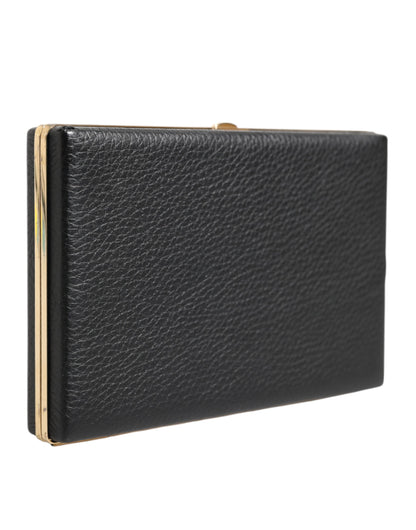 Dolce & Gabbana Schwarz Leder Gold Rahmen Kupplung - Exquisite Abendtasche für den besonderen Anlass