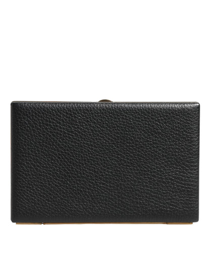 Dolce & Gabbana Schwarz Leder Gold Rahmen Kupplung - Exquisite Abendtasche für den besonderen Anlass