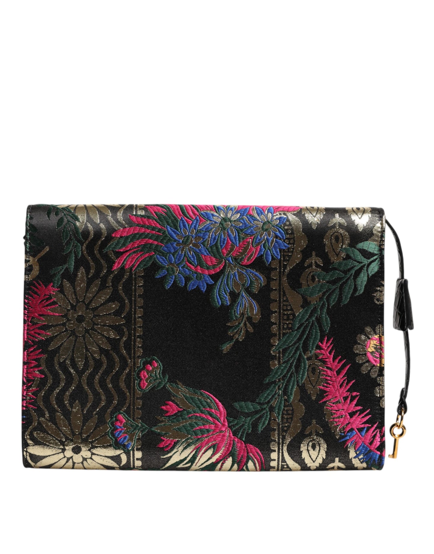 Dolce & Gabbana Wielokolorowa żakardowa torba na dokumenty w kwiaty – elegancja w każdym włóknie