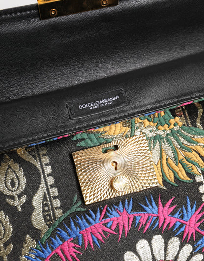 Dolce & Gabbana Wielokolorowa żakardowa torba na dokumenty w kwiaty – elegancja w każdym włóknie