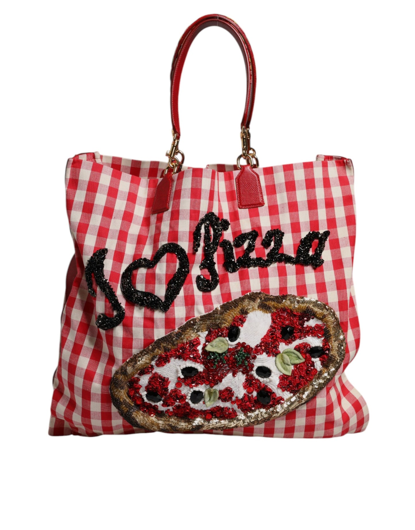Dolce & Gabbana I Love Pizza Tasche mit Strass - Exklusive Tote Bag in Rot