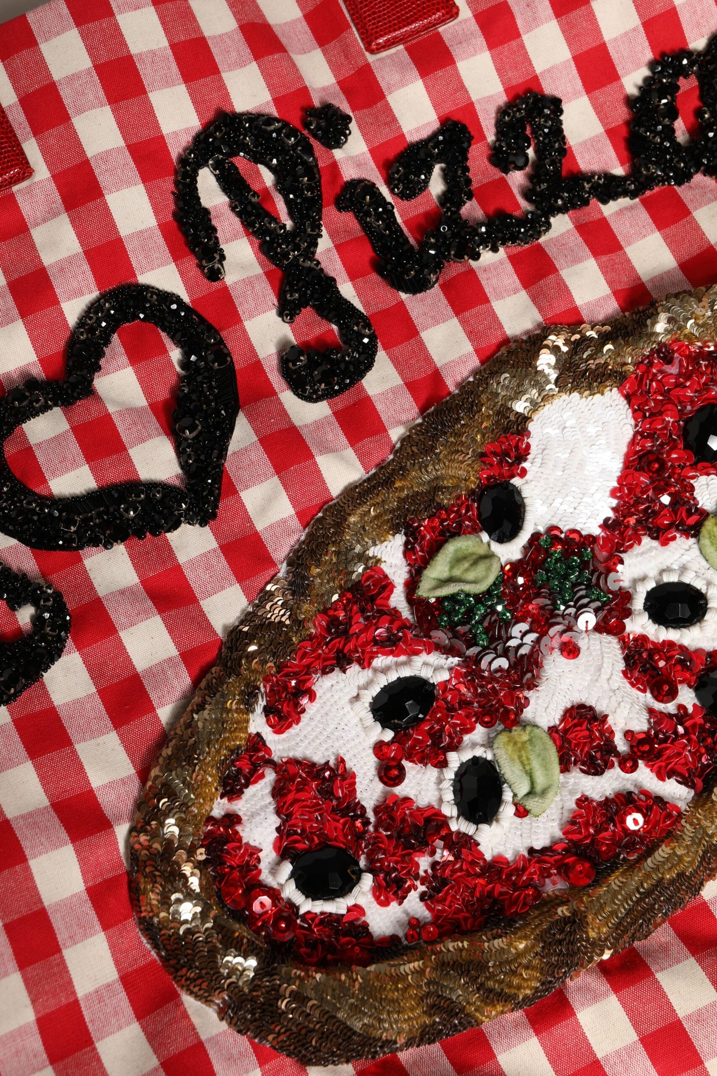 Dolce & Gabbana I Love Pizza Tasche mit Strass - Exklusive Tote Bag in Rot