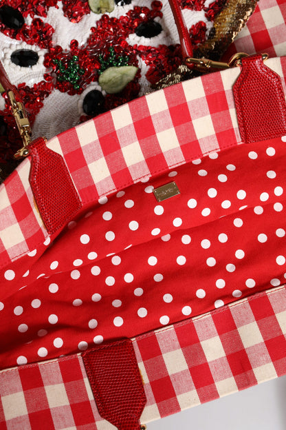 Dolce & Gabbana I Love Pizza Tasche mit Strass - Exklusive Tote Bag in Rot