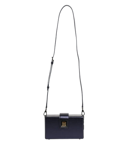 Dolce & Gabbana Blaue DG BOX Umhängetasche aus Lammfell Leder