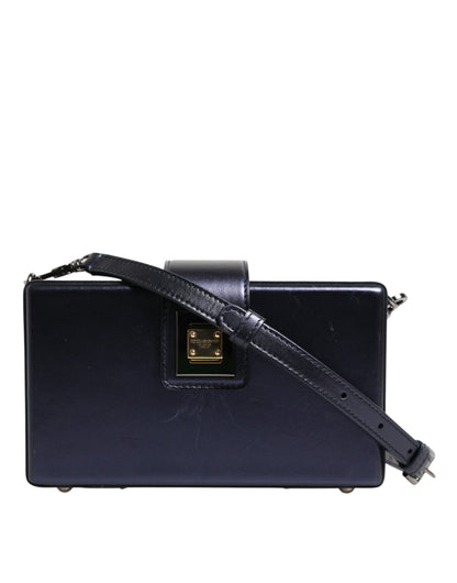Dolce & Gabbana Blaue DG BOX Umhängetasche aus Lammfell Leder
