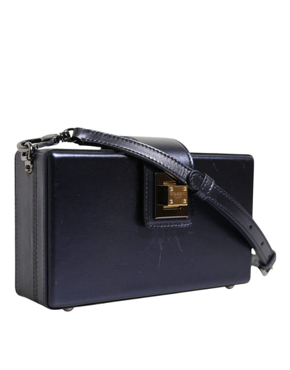 Dolce & Gabbana Blaue DG BOX Umhängetasche aus Lammfell Leder